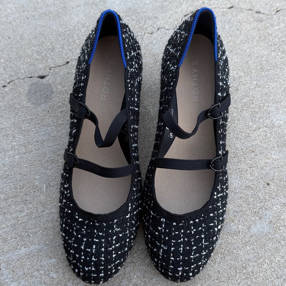 Rothy's The Double Buckle Mary Jane Heel Twilight Tweed 9 - Picture 2 of 4